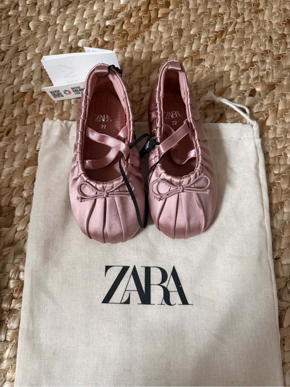 Zara Girls Satin Rose Ballet Flats with Bow
